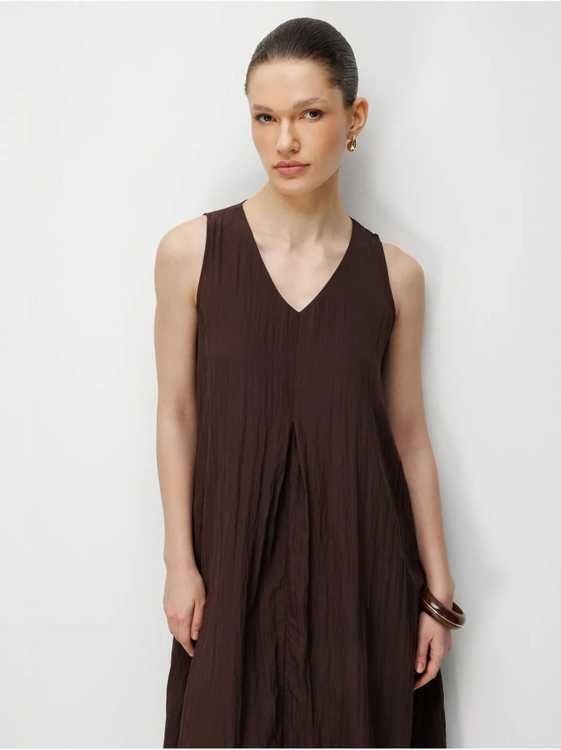Vestido maxi com decote em v mixray Castanho-chocolate - Kiabi
