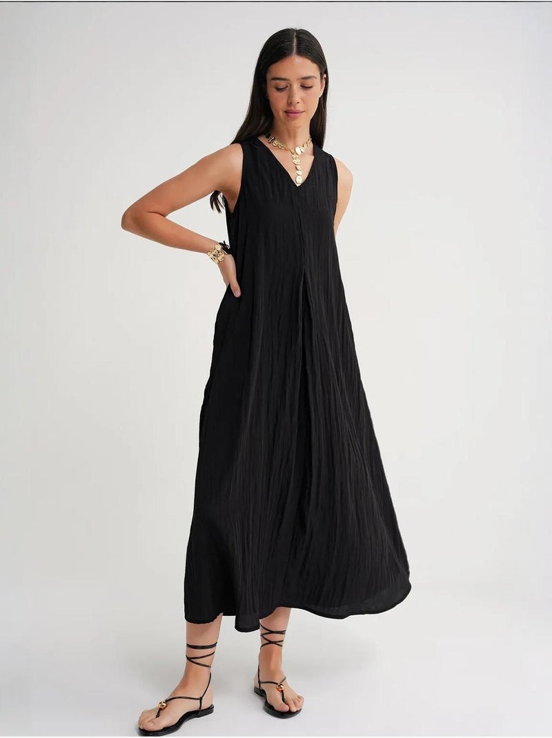 Vestido maxi com decote em v mixray Preto - Kiabi