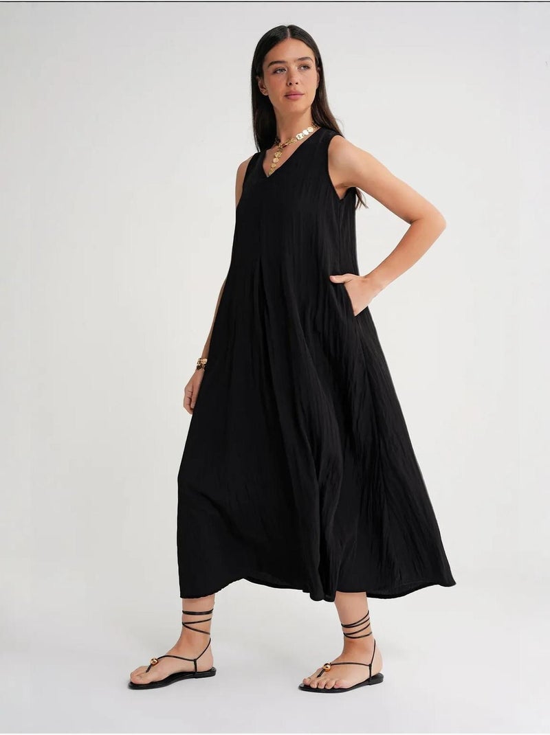 Vestido maxi com decote em v mixray Preto - Kiabi