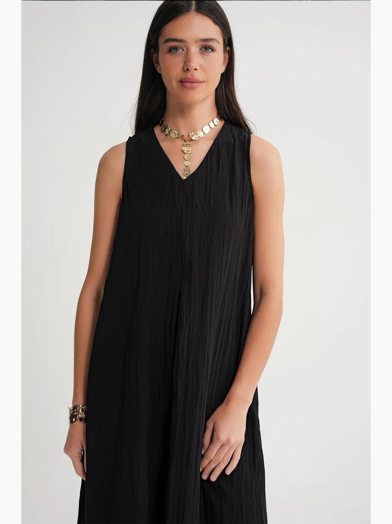 Vestido maxi com decote em v mixray Preto - Kiabi