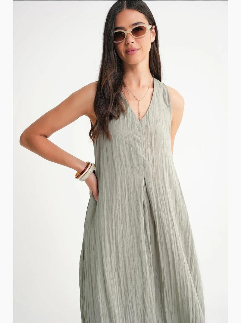 Vestido maxi com decote em v mixray Verde pastel - Kiabi