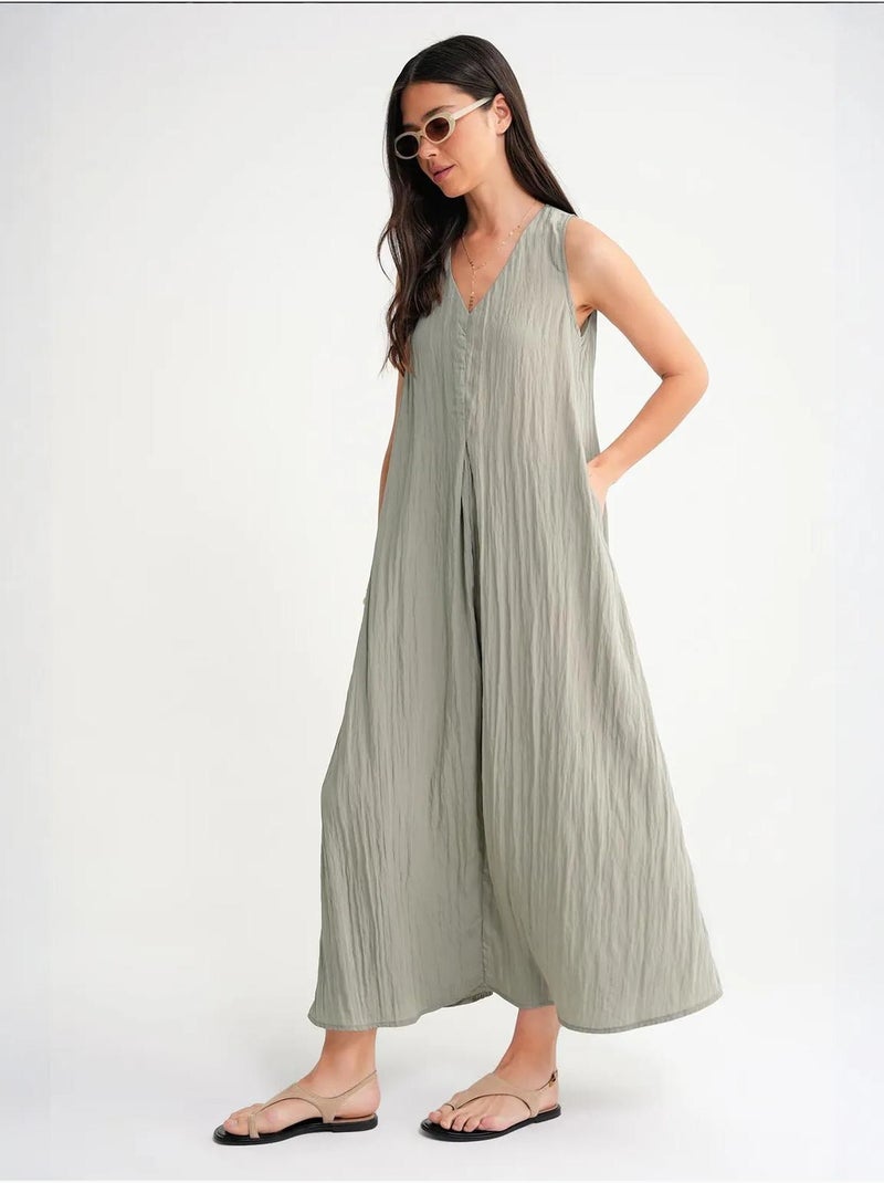 Vestido maxi com decote em v mixray Verde pastel - Kiabi