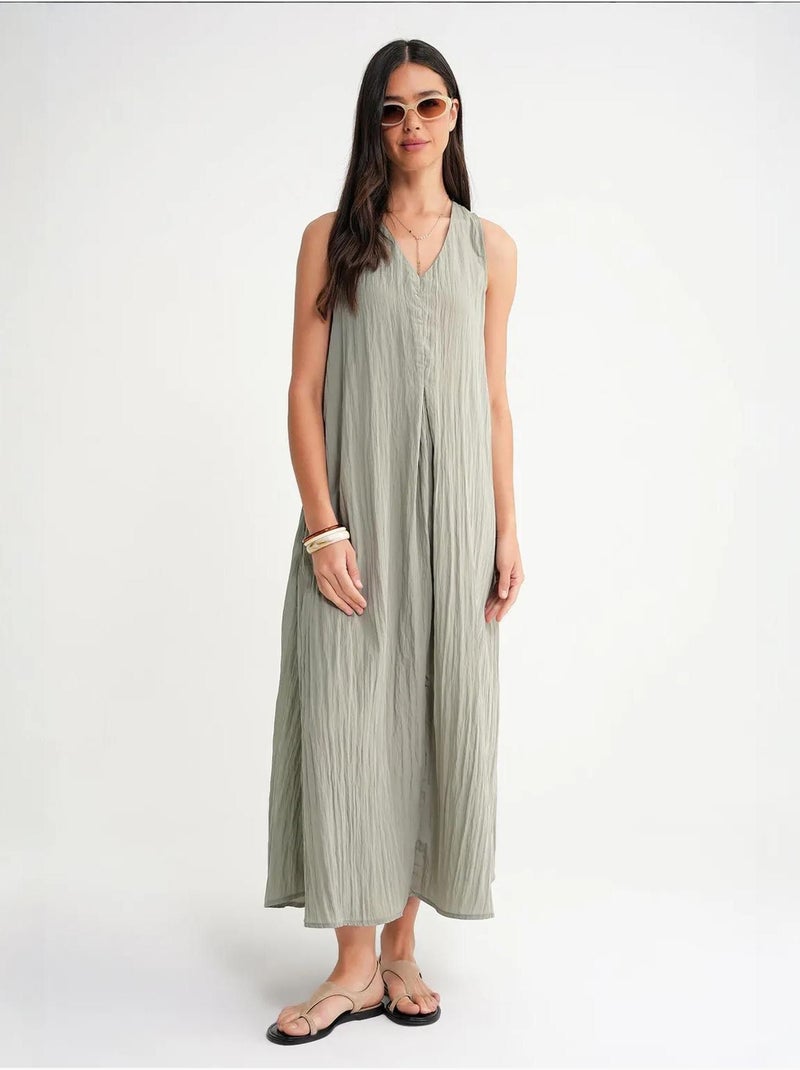 Vestido maxi com decote em v mixray Verde pastel - Kiabi