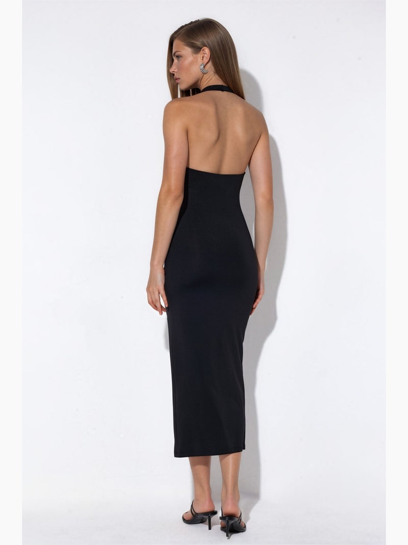 Vestido maxi com decote halter busem Preto - Kiabi