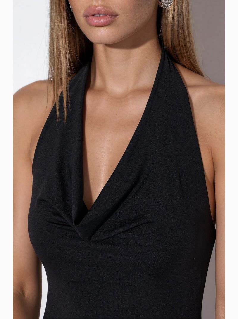 Vestido maxi com decote halter busem Preto - Kiabi