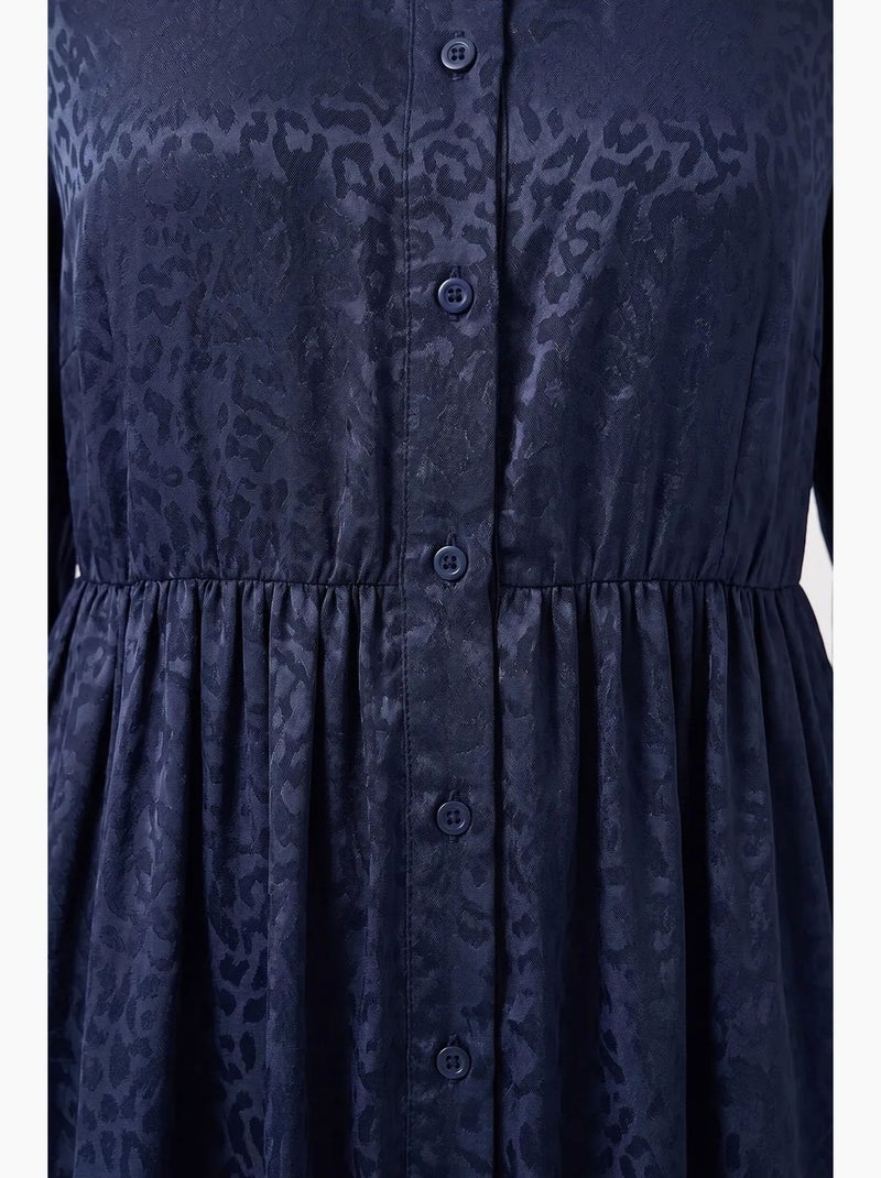 Vestido maxi com decote redondo, botões e faixa na cintura bdart Azul-marinho - Kiabi