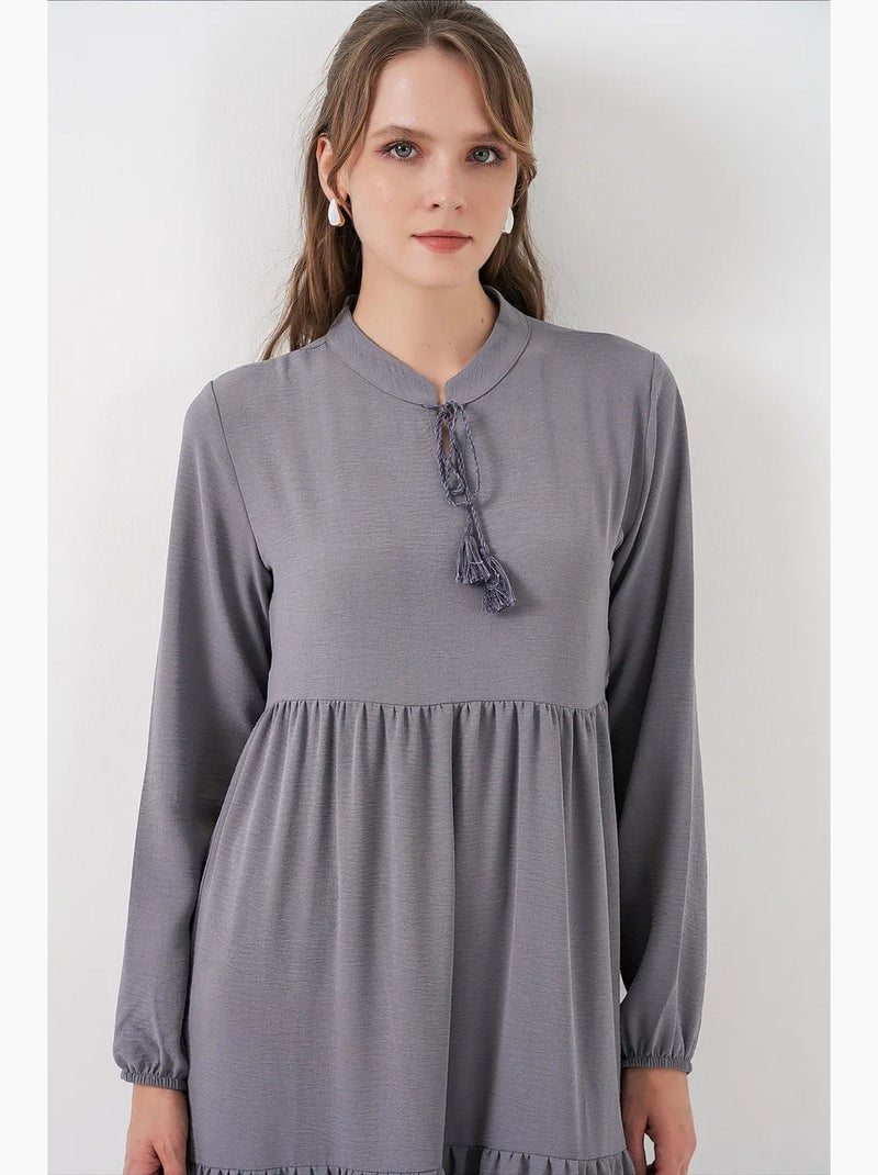 Vestido maxi com detalhe de laço bdart Cinza - Kiabi