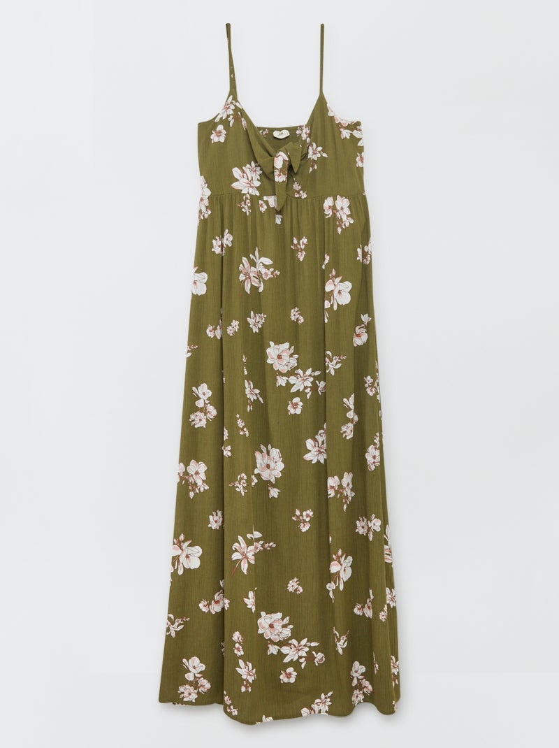 Vestido maxi com estampado floral 'JDY' CAQUI - Kiabi