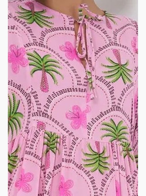 Vestido maxi com estampado tropical e fecho de botões bdart - Kiabi