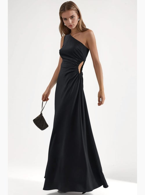 Vestido maxi com gola assimétrica e detalhes recortados hiccup - Kiabi