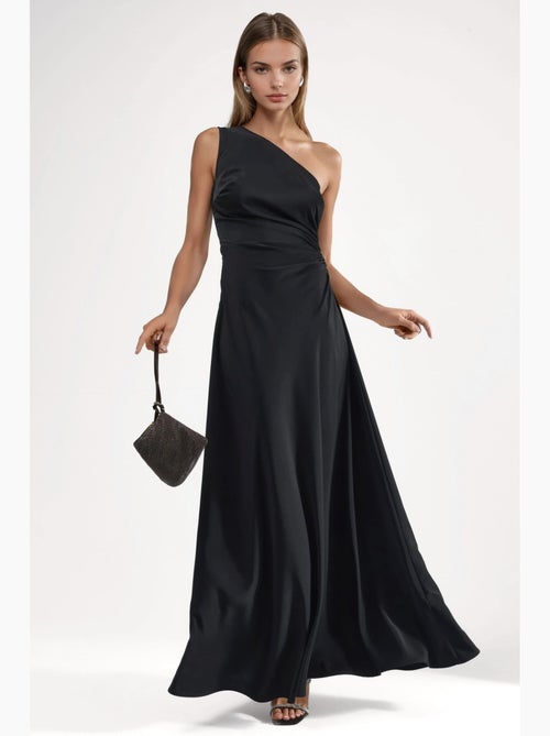 Vestido maxi com gola assimétrica e detalhes recortados hiccup - Kiabi