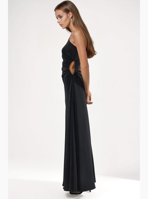 Vestido maxi com gola assimétrica e detalhes recortados hiccup - Kiabi