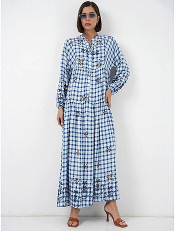 Vestido maxi com padrão e decote em v bdart