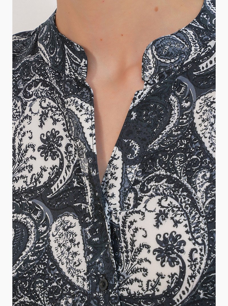 Vestido maxi com padrão e decote em v bdart Azul-marinho - Kiabi