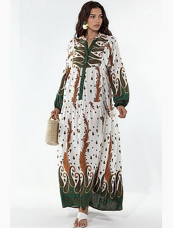 Vestido maxi com padrão e decote em v bdart