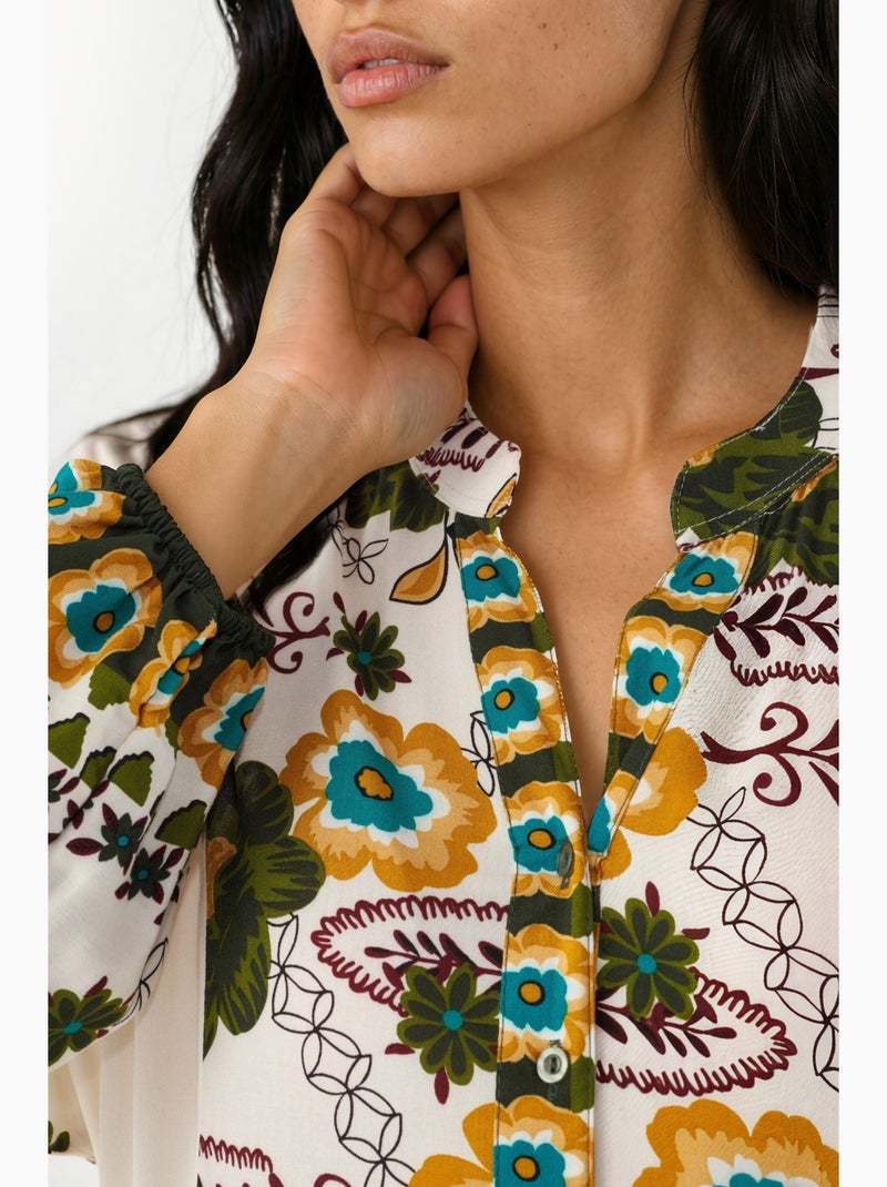 Vestido maxi com padrão e decote em v bdart Cáqui - Kiabi