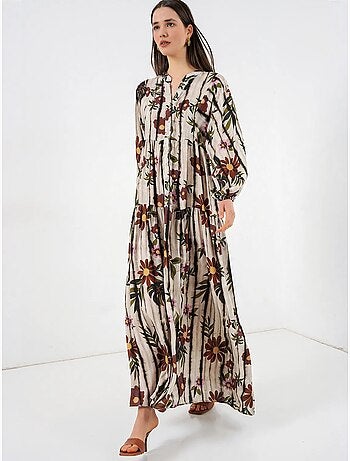Vestido maxi com padrão e decote em v bdart