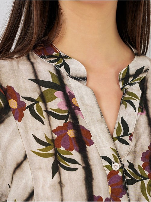 Vestido maxi com padrão e decote em v bdart - Kiabi