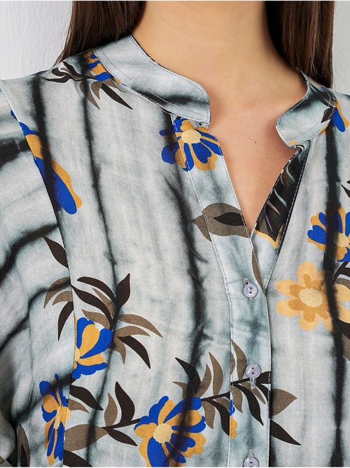 Vestido maxi com padrão e decote em v bdart - Kiabi