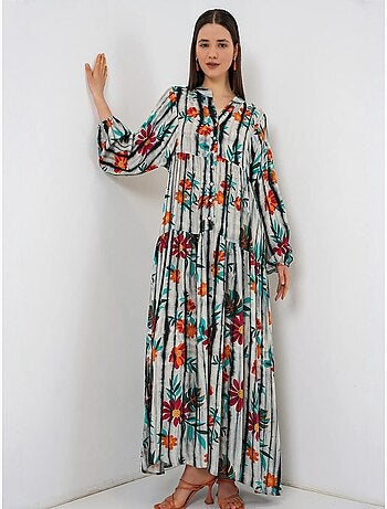 Vestido maxi com padrão e decote em v bdart