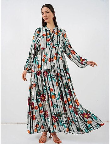 Vestido maxi com padrão e decote em v bdart