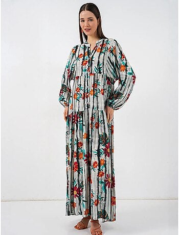 Vestido maxi com padrão e decote em v bdart