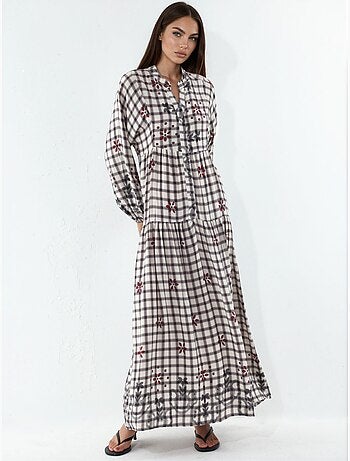 Vestido maxi com padrão e decote em v bdart