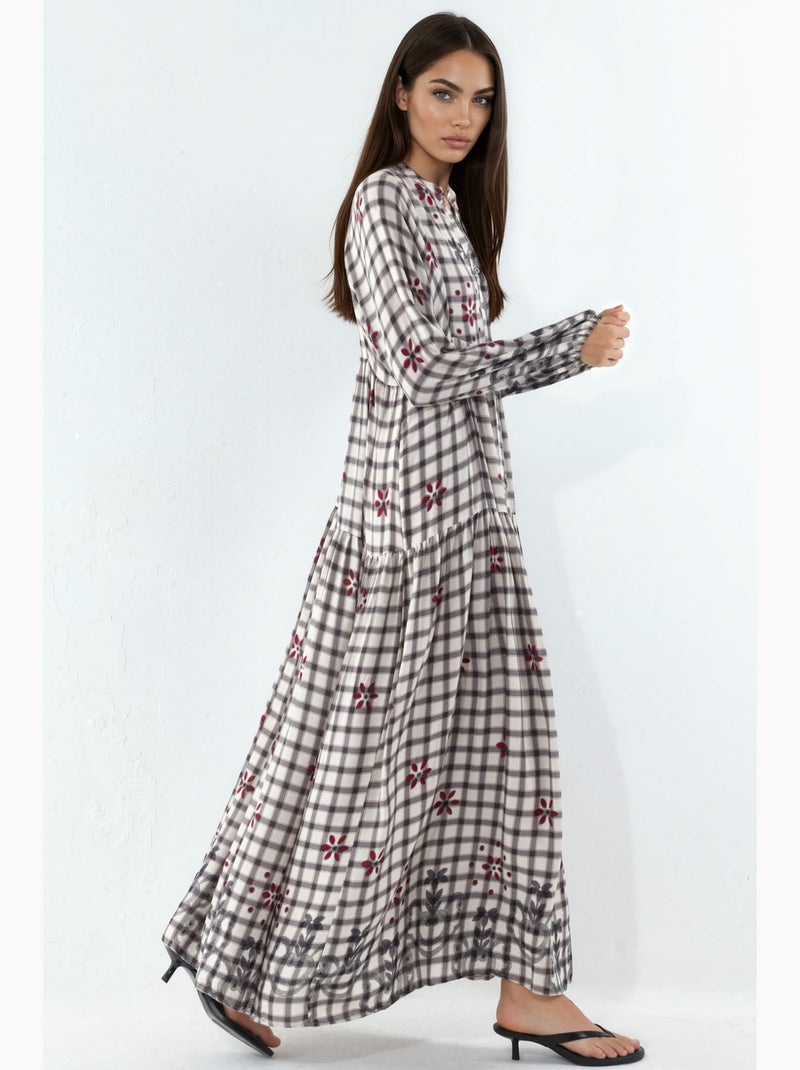 Vestido maxi com padrão e decote em v bdart Lilás-claro - Kiabi