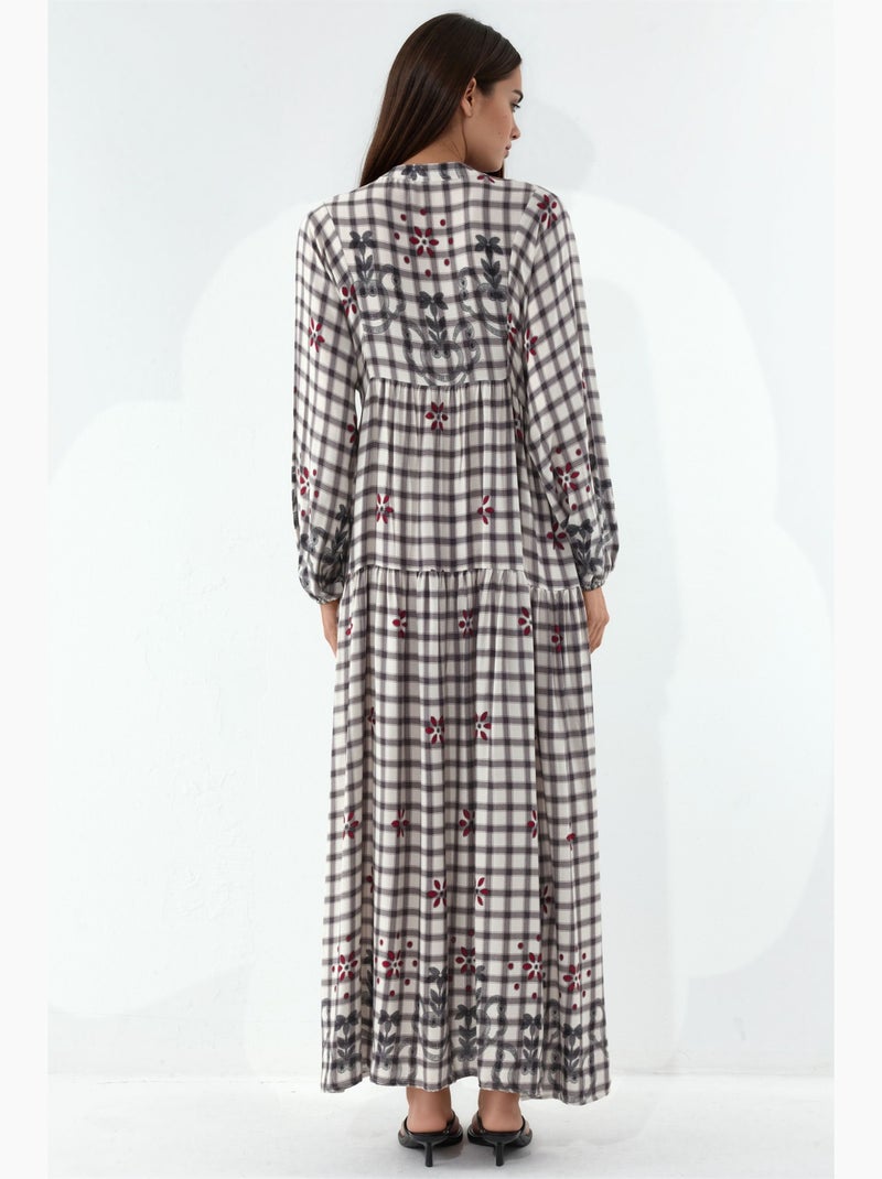 Vestido maxi com padrão e decote em v bdart Lilás-claro - Kiabi