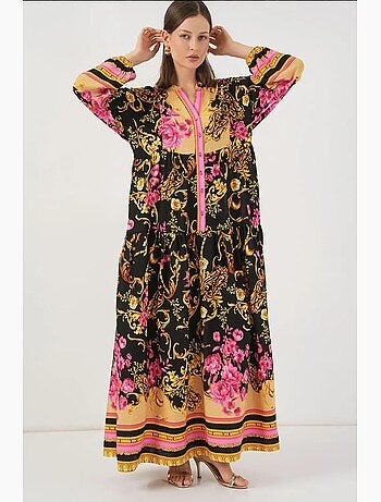Vestido maxi com padrão e decote em v bdart