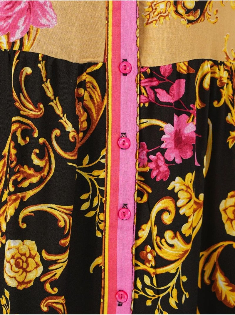 Vestido maxi com padrão e decote em v bdart Ouro - Kiabi
