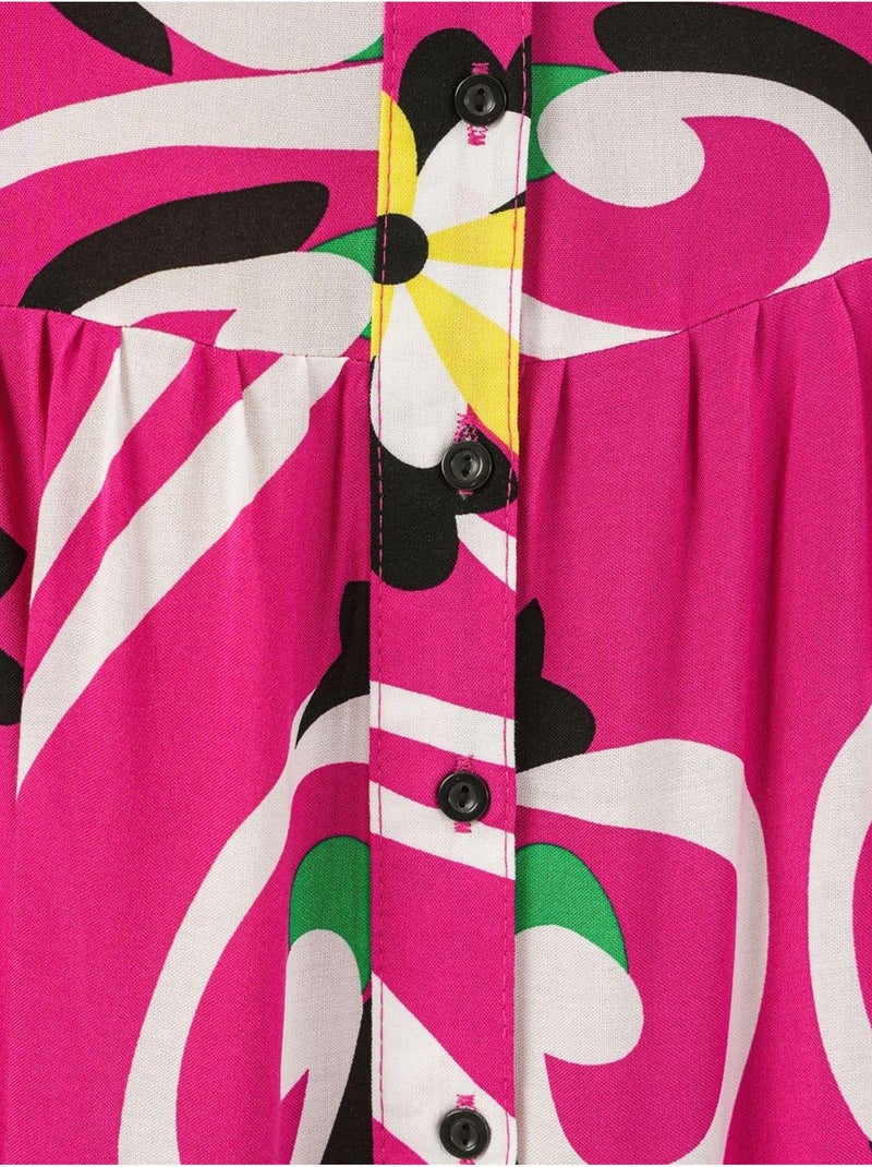 Vestido maxi com padrão e decote em v bdart Rosa-fúcsia - Kiabi
