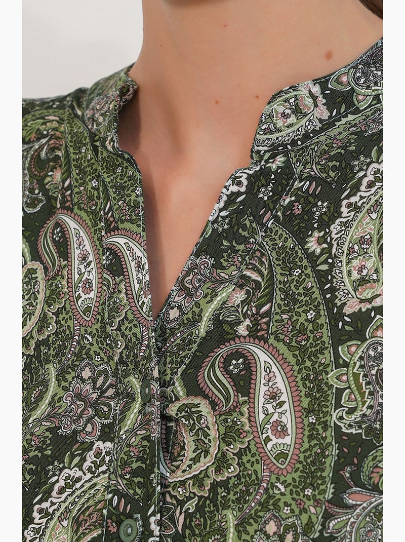 Vestido maxi com padrão e decote em v bdart Verde oliva - Kiabi