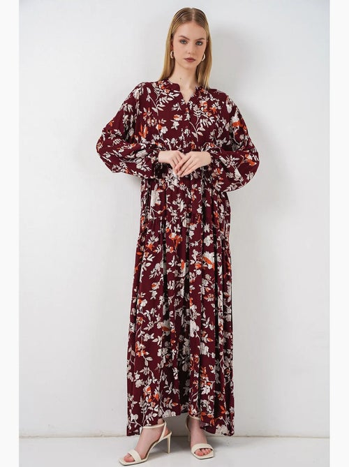 Vestido maxi com padrão e decote em v bdart - Kiabi Vestido maxi com padrão e decote em v bdart - Kiabi
