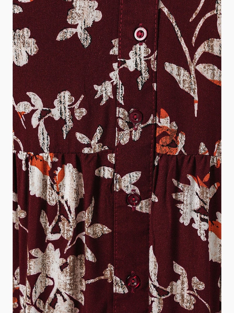 Vestido maxi com padrão e decote em v bdart Vermelho escuro - Kiabi