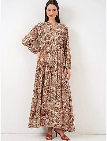 Vestido maxi com padrão e decote em v bdart