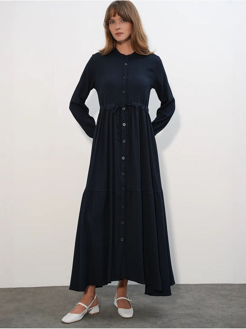 Vestido maxi com padrão e fecho de botões bdart Azul-marinho - Kiabi