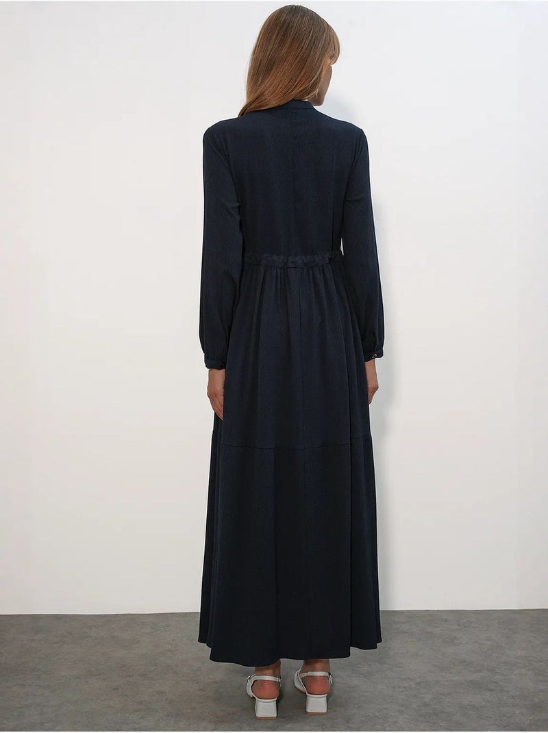 Vestido maxi com padrão e fecho de botões bdart Azul-marinho - Kiabi