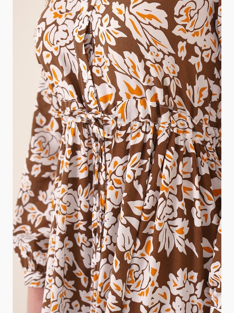 Vestido maxi com padrão e fecho de botões bdart Castanho - Kiabi