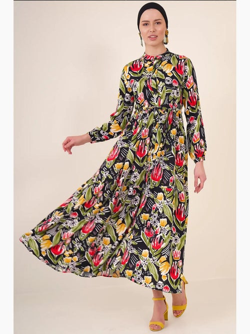 Vestido maxi com padrão e fecho de botões bdart - Kiabi Vestido maxi com padrão e fecho de botões bdart - Kiabi