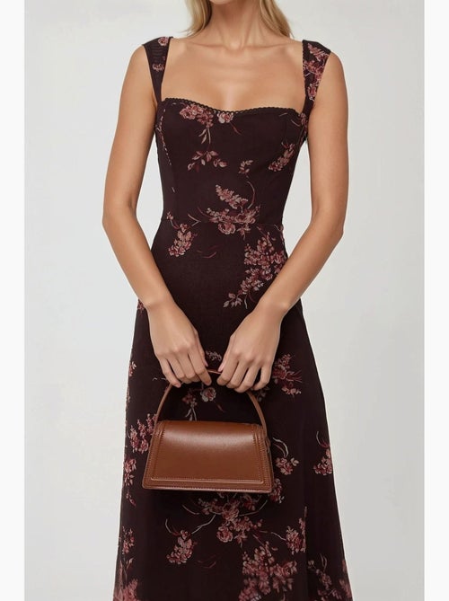 Vestido maxi com padrão e gola em coração hiccup - Kiabi
