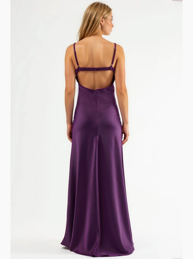 Vestido maxi com recortes e detalhes hiccup Malva - Kiabi