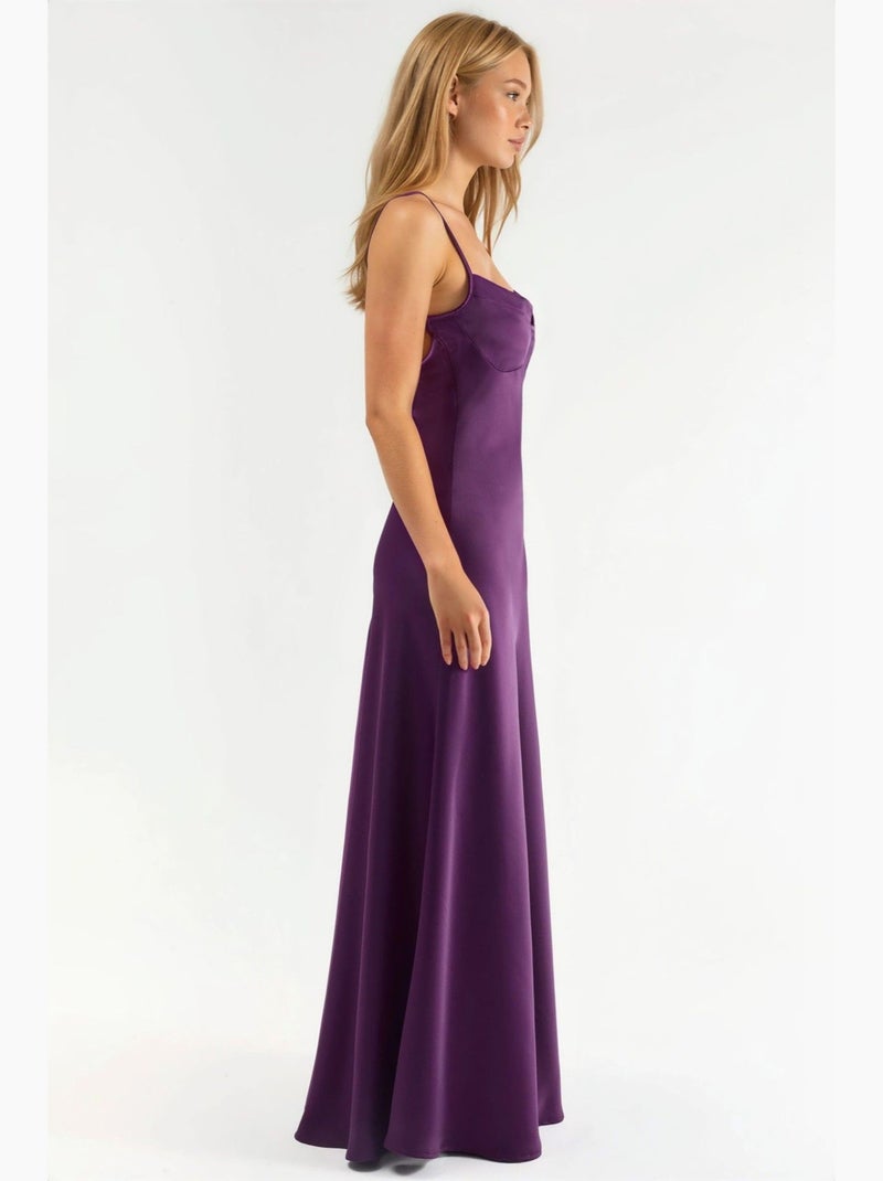 Vestido maxi com recortes e detalhes hiccup Malva - Kiabi