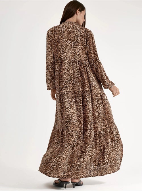 Vestido maxi comfort fit com estampado de leopardo hiccup - Kiabi Vestido maxi comfort fit com estampado de leopardo hiccup - Kiabi
