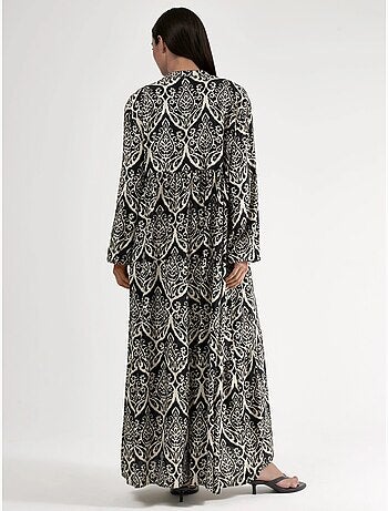 Vestido maxi confortável com padrão hiccup