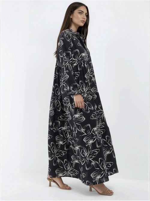 Vestido maxi confortável com padrão hiccup - Kiabi