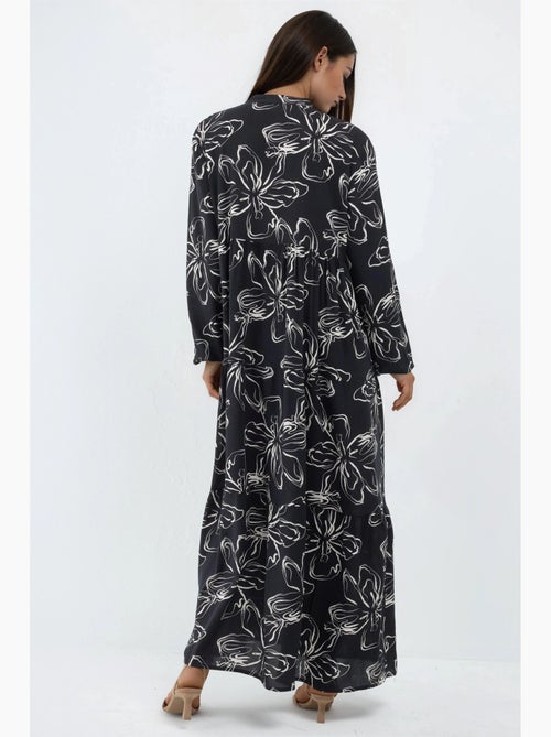 Vestido maxi confortável com padrão hiccup - Kiabi