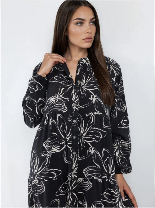 Vestido maxi confortável com padrão hiccup - Kiabi