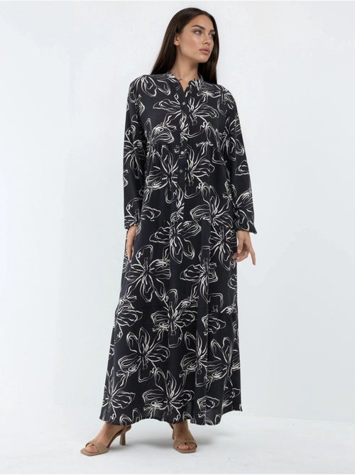Vestido maxi confortável com padrão hiccup - Kiabi