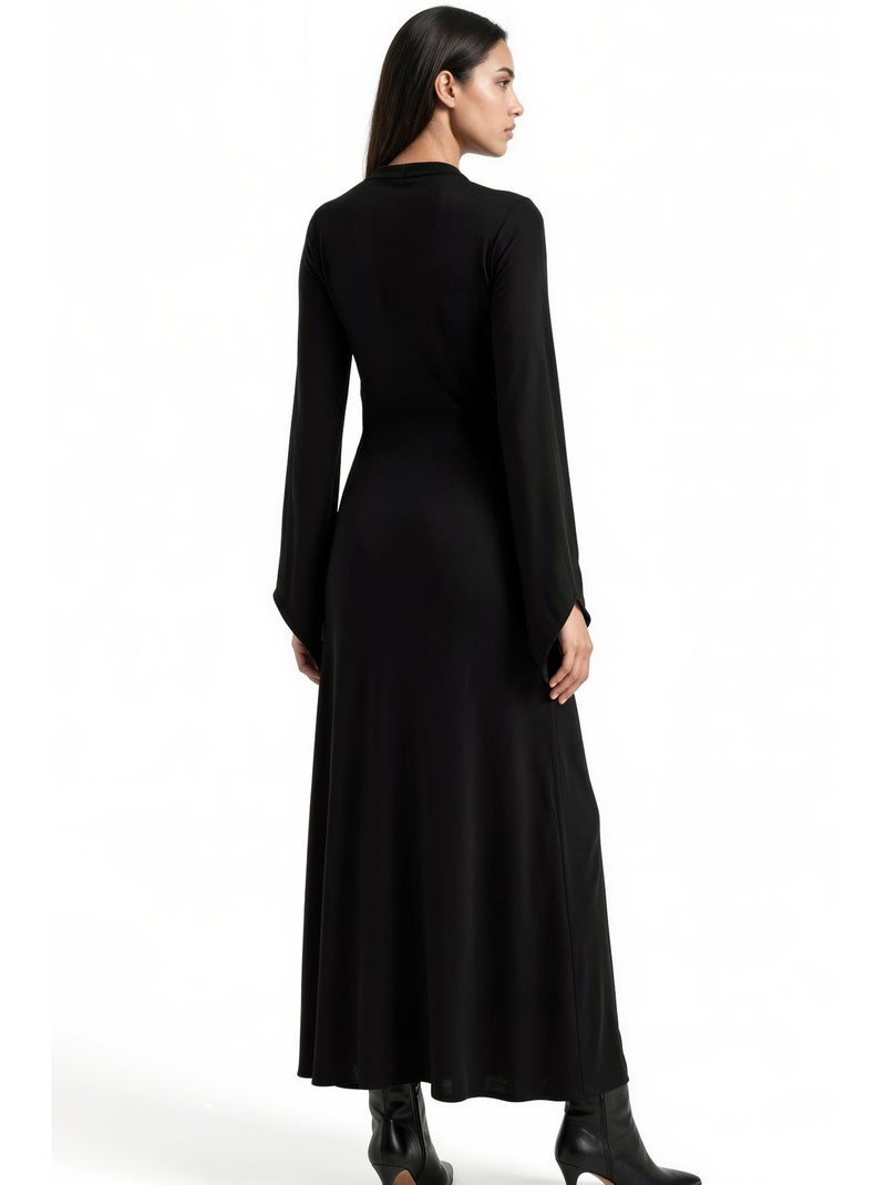 Vestido maxi cor areia em linha a com detalhe de amarração na cintura hiccup Preto - Kiabi